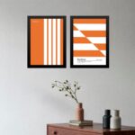Kit 2 Quadros Minimalistas Modernos Laranja - Bauhaus