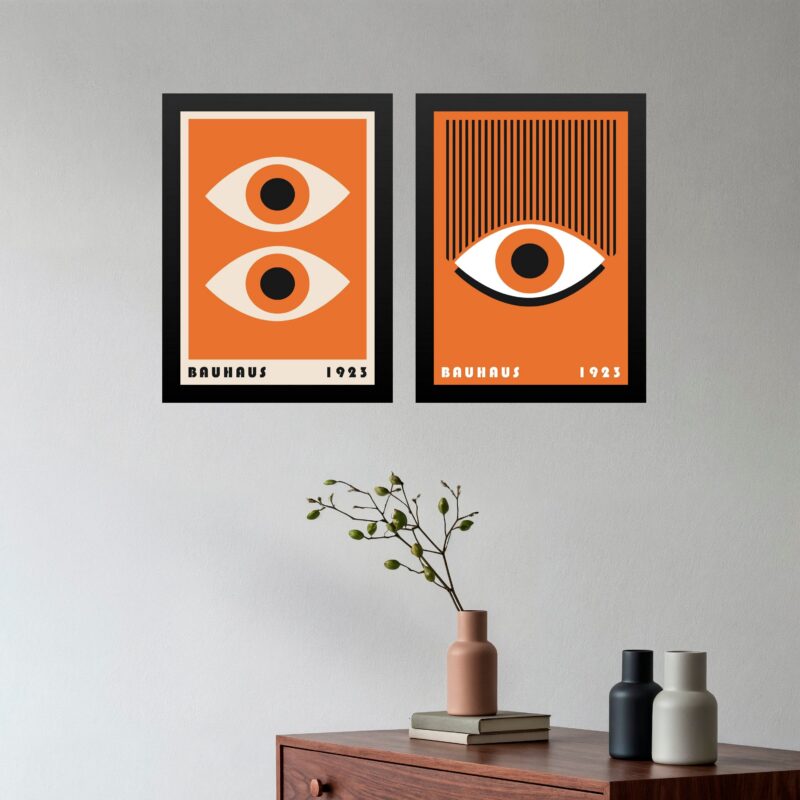 Kit 2 Quadros Olhos Laranja - Bauhaus