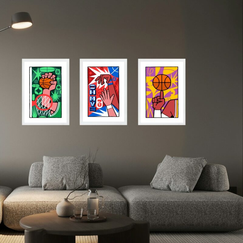 Kit 3 Quadros Artes Basquete Pop Art