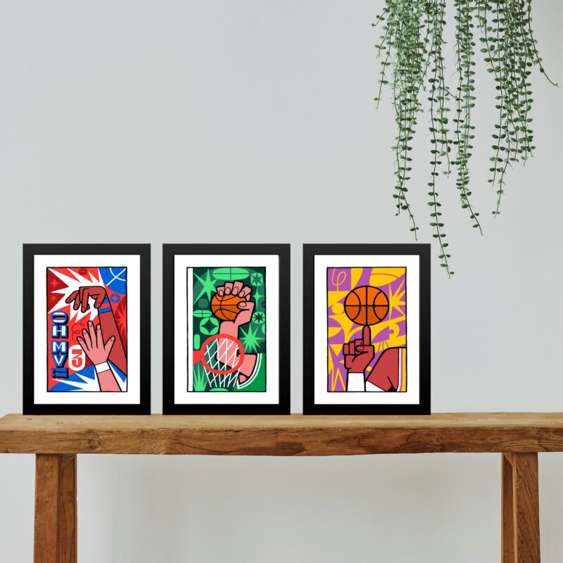 Kit 3 Quadros Artes Basquete Pop Art