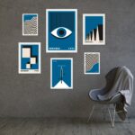 Kit Composição 6 Quadros Artes Bauhaus Azuis