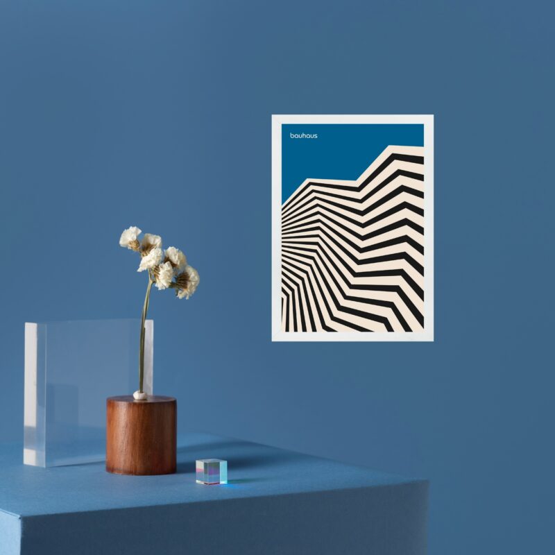 Quadro Abstrato Bauhaus Azul - Geométrico