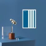 Quadro Abstrato Bauhaus Minimalista Azul - Linhas Paralelas