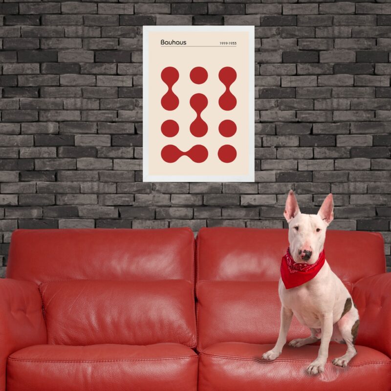 Quadro Abstrato Bauhaus Vermelho - Circles Drops