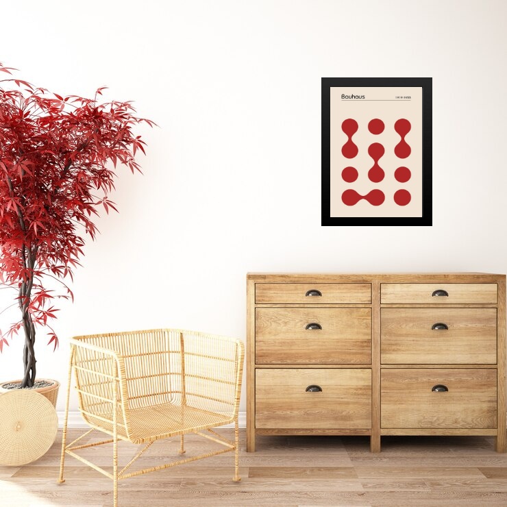 Quadro Abstrato Bauhaus Vermelho - Circles Drops