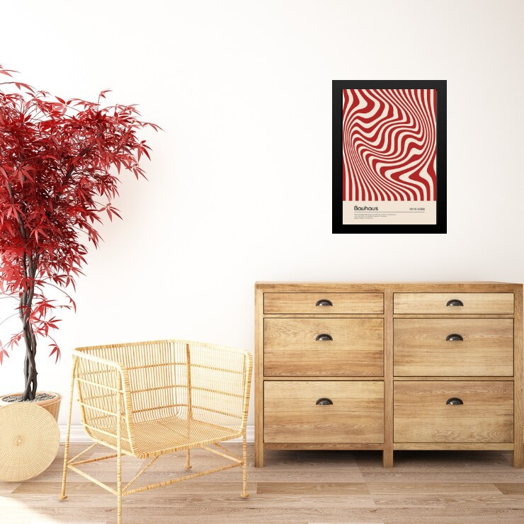 Quadro Abstrato Bauhaus Vermelho- Hypnotic Silk