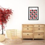 Quadro Abstrato Bauhaus Vermelho e Preto - Grãos