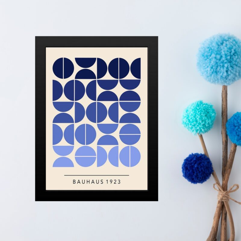 Quadro Arte Abstrata Bauhaus Tons de Azul
