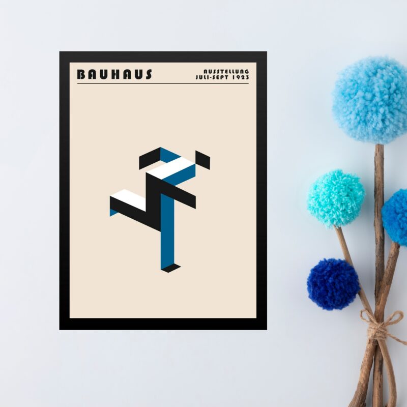Quadro Arte Bauhaus Azul - Running Man