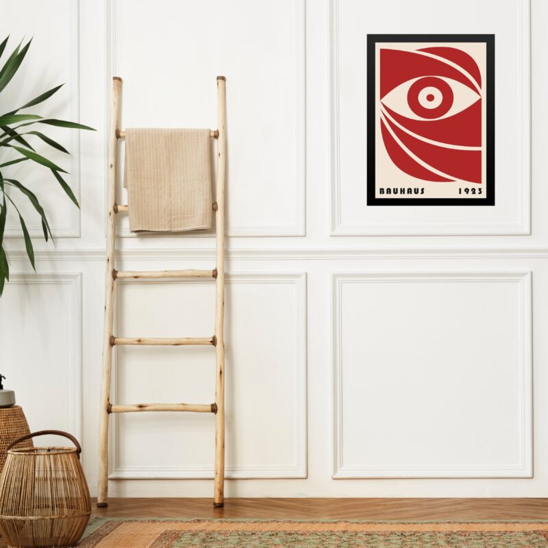 Quadro Arte Bauhaus Vermelho e Bege - Olho