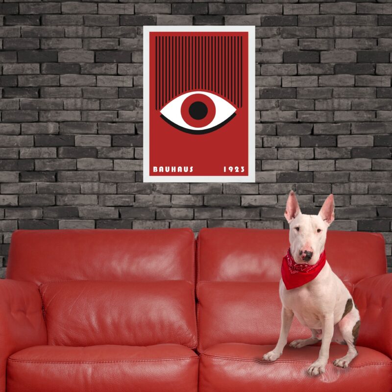 Quadro Arte Bauhaus Vermelho e Branco - Olhos Cílios