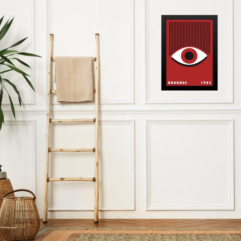 Quadro Arte Bauhaus Vermelho e Branco - Olhos Cílios