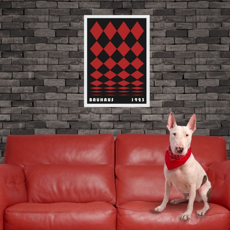 Quadro Arte Bauhaus Vermelho e Preto - Losangos