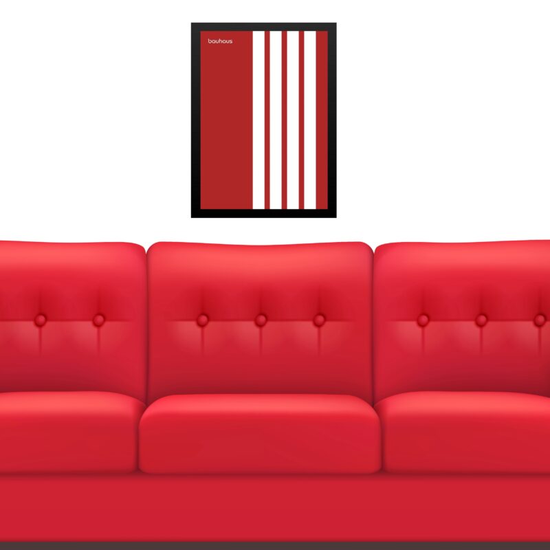 Quadro Arte Minimalista Bauhaus Vermelho - Listras