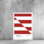 Quadro Arte Moderna Bauhaus Vermelho e Branco - Listras
