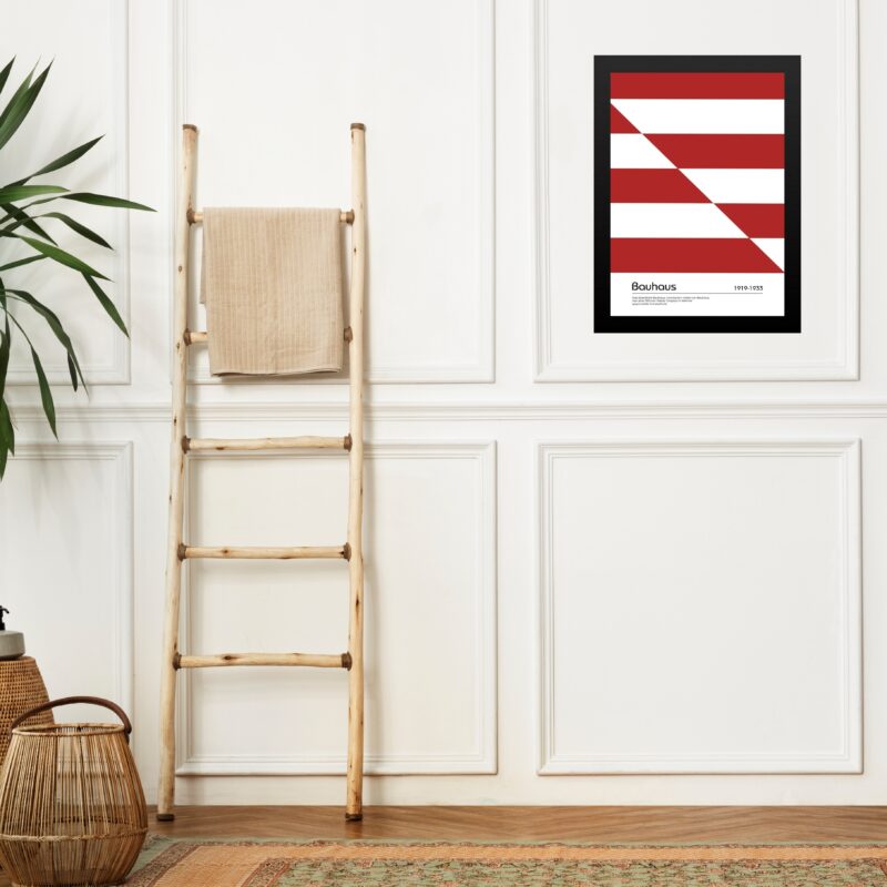 Quadro Arte Moderna Bauhaus Vermelho e Branco - Listras