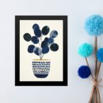 Quadro Arte Vaso De Flores Azuis - Bolinhas