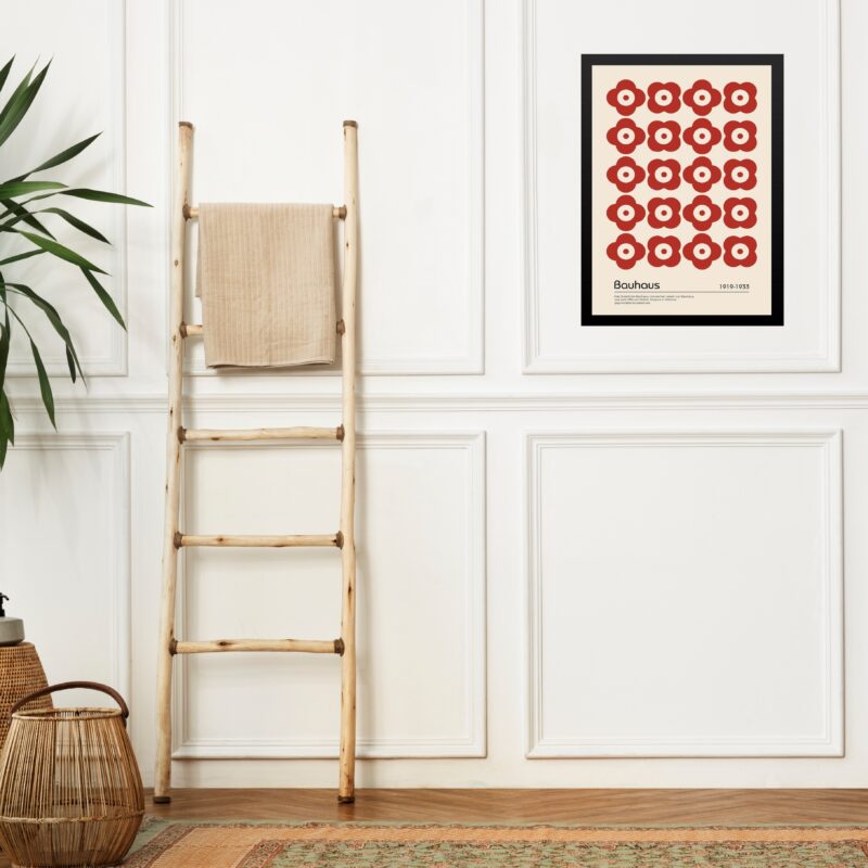 Quadro Bauhaus Red Floral - Flower Wheel