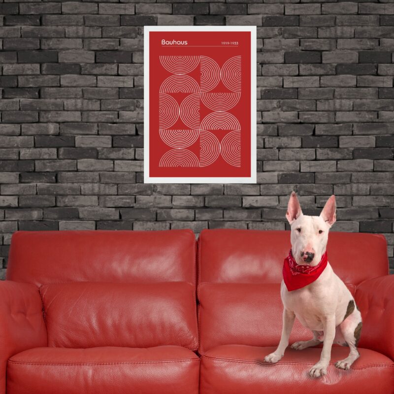 Quadro Bauhaus Red Modern Poster - Inverted Circles