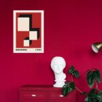 Quadro Bauhaus Red Vintage Poster - Descending Blocks