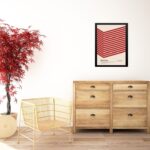 Quadro Bauhaus Vermelho e Bege - Cube Angle
