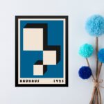 Quadro Bauhaus blue vintage poster - Cubos