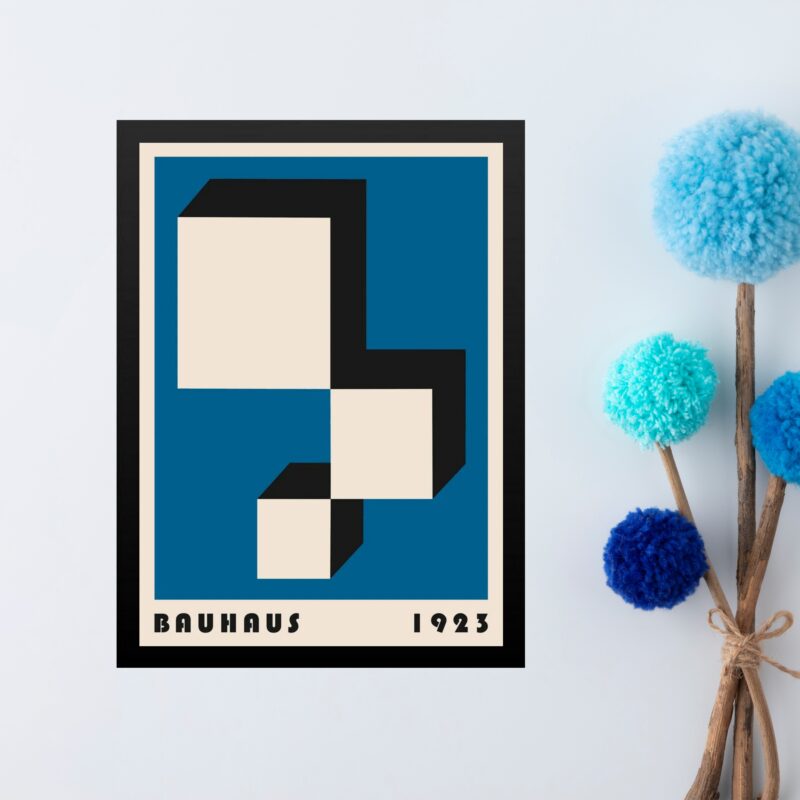 Quadro Bauhaus blue vintage poster - Cubos