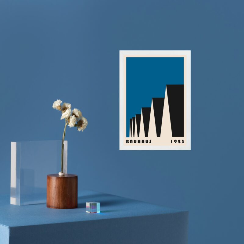 Quadro Bauhaus blue vintage poster - Factory Roofs
