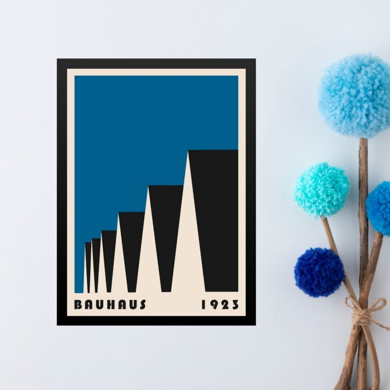 Quadro Bauhaus blue vintage poster - Factory Roofs