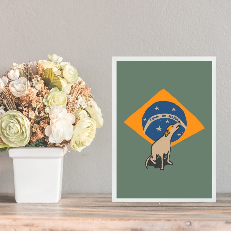 Quadro Cachorro Caramelo - Bandeira Brasil