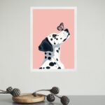 Quadro Cão Dalmata Com Borboleta
