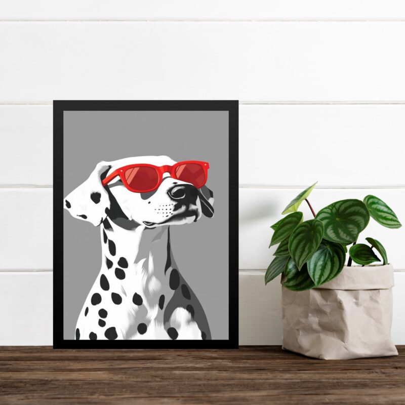 Quadro Cão Dalmata Com Óculos Vermelho