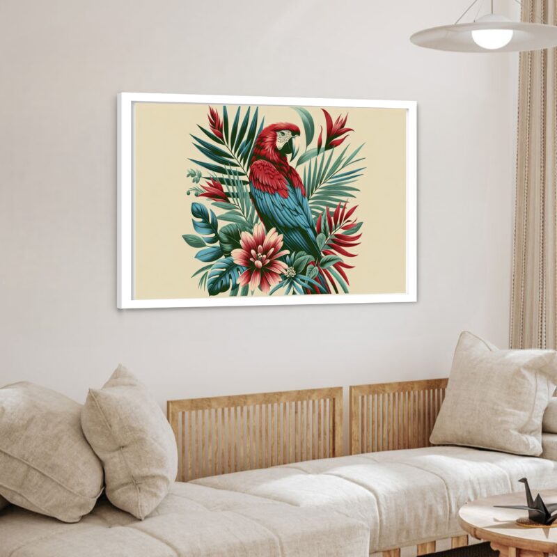 Quadro Decorativo Arara Flores - 50x70 cm