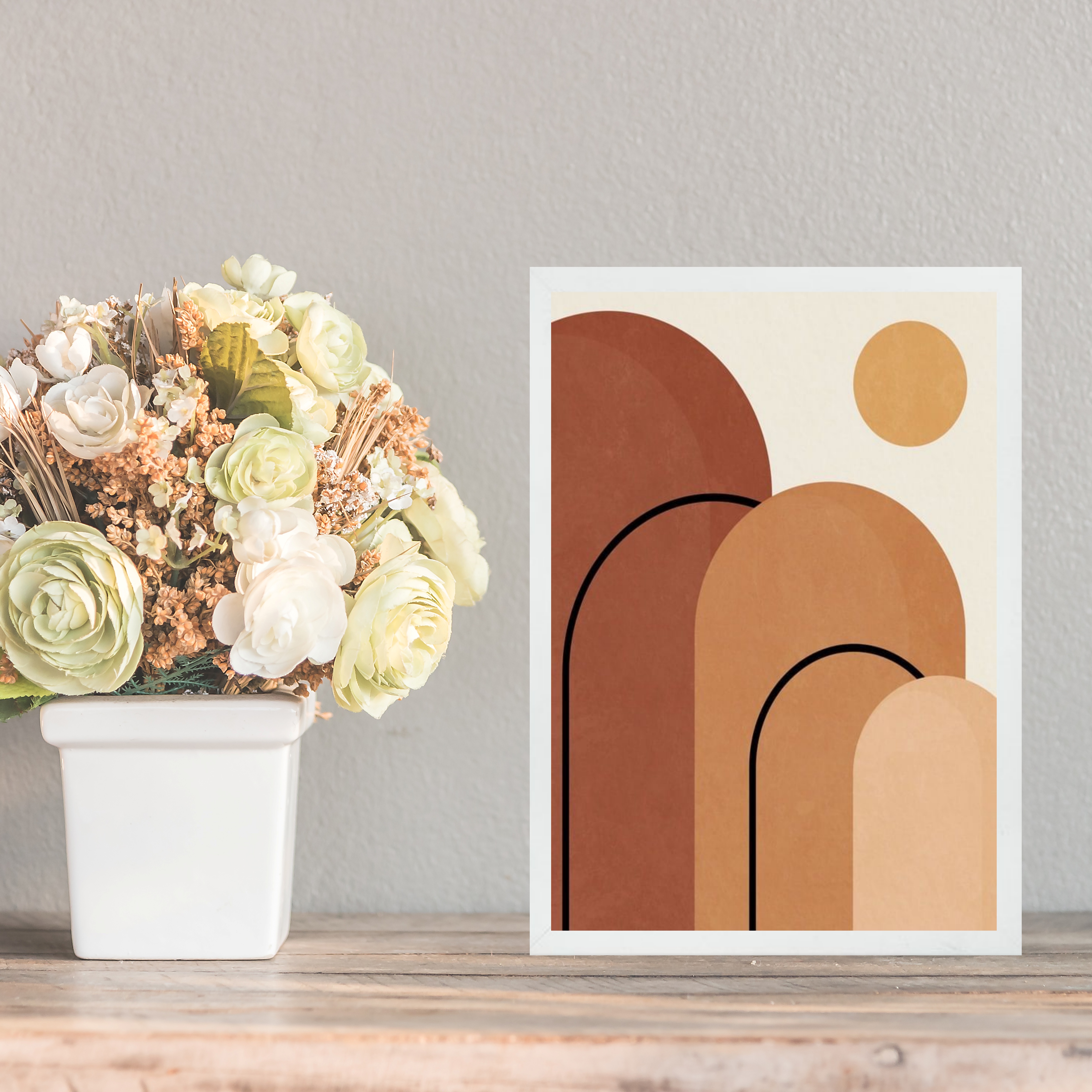 Quadro Decorativo Arcos Boho Terracota