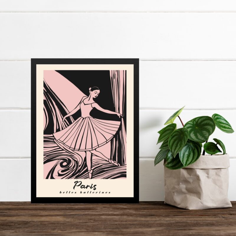 Quadro Decorativo Arte Bailarina Rosa - Paris