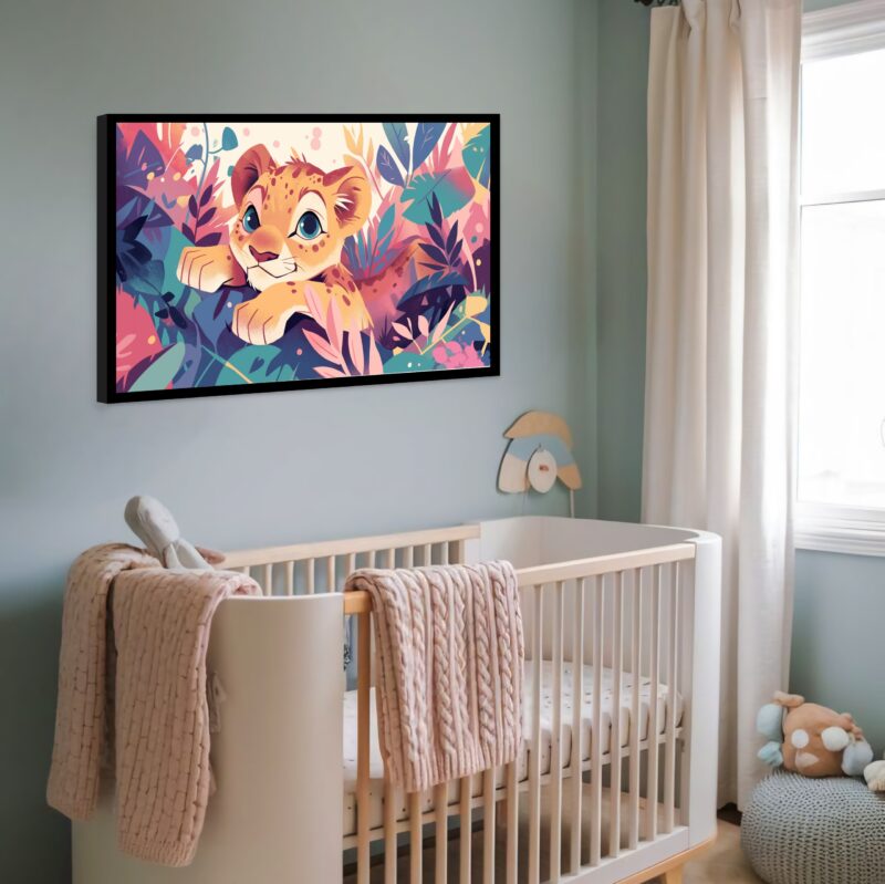 Quadro Decorativo Baby Leão Floresta - 50x70 cm