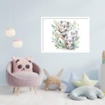 Quadro Decorativo Babys Coalas Árvore - 50x70 cm