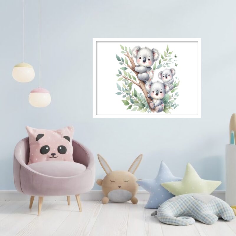Quadro Decorativo Babys Coalas Árvore - 50x70 cm