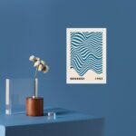 Quadro Decorativo Bauhaus Azul - Ondas