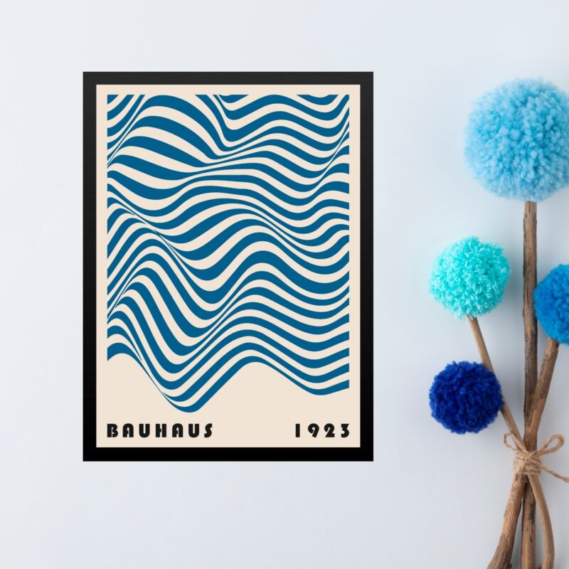 Quadro Decorativo Bauhaus Azul - Ondas