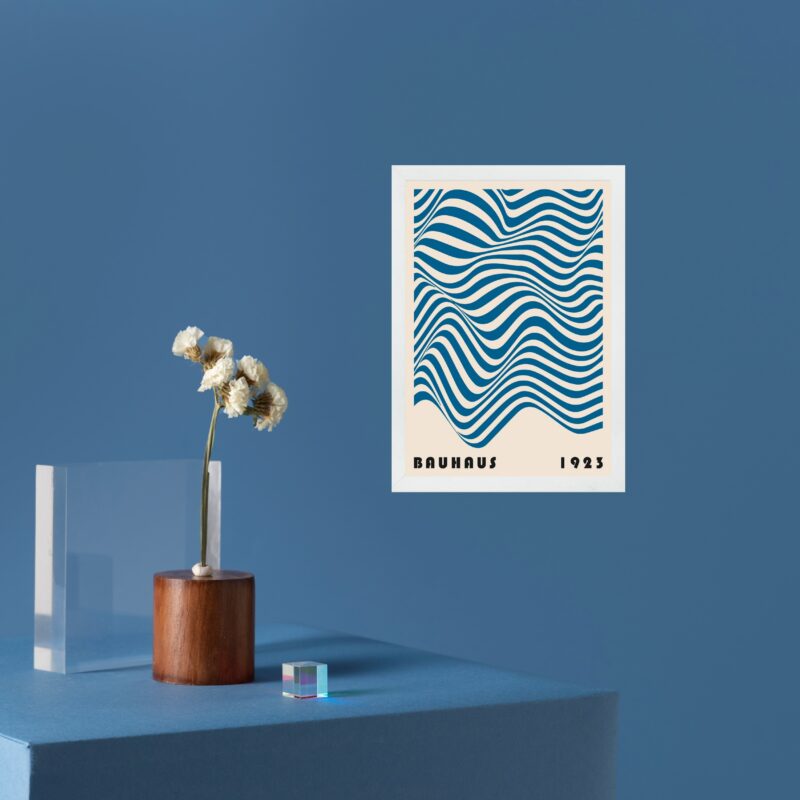 Quadro Decorativo Bauhaus Azul - Ondas