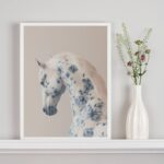 Quadro Decorativo Cavalo Soft Flores Azuis