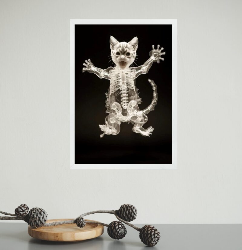 Quadro Decorativo Esqueleto De Gato