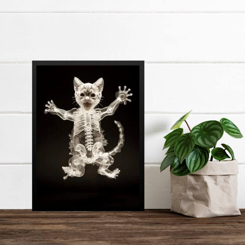 Quadro Decorativo Esqueleto De Gato