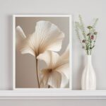 Quadro Decorativo Flores Sofisticadas Branco e Bege