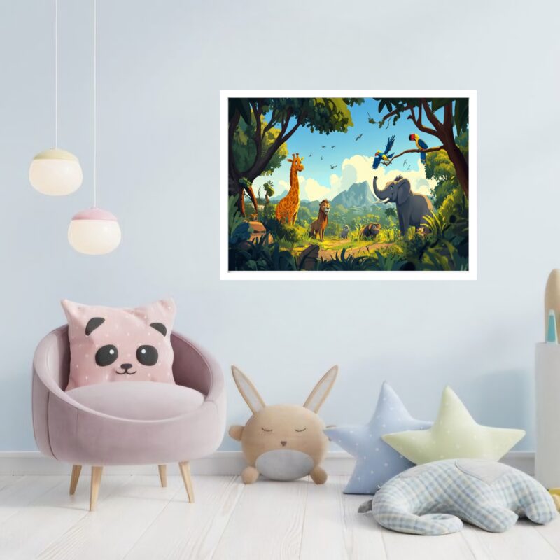 Quadro Decorativo Floresta Animais - 50x70 cm