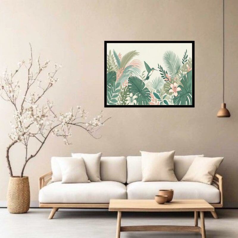 Quadro Decorativo Floresta Beija-Flor Vintage - 50x70 cm