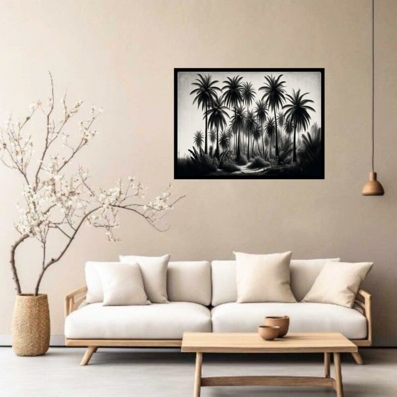 Quadro Decorativo Floresta Preta e Branca - 50x70 cm