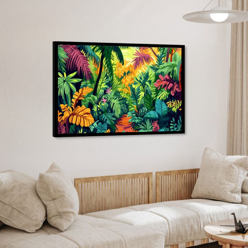 Quadro Decorativo Folhagem Amarela e Roxa - 50x70 cm