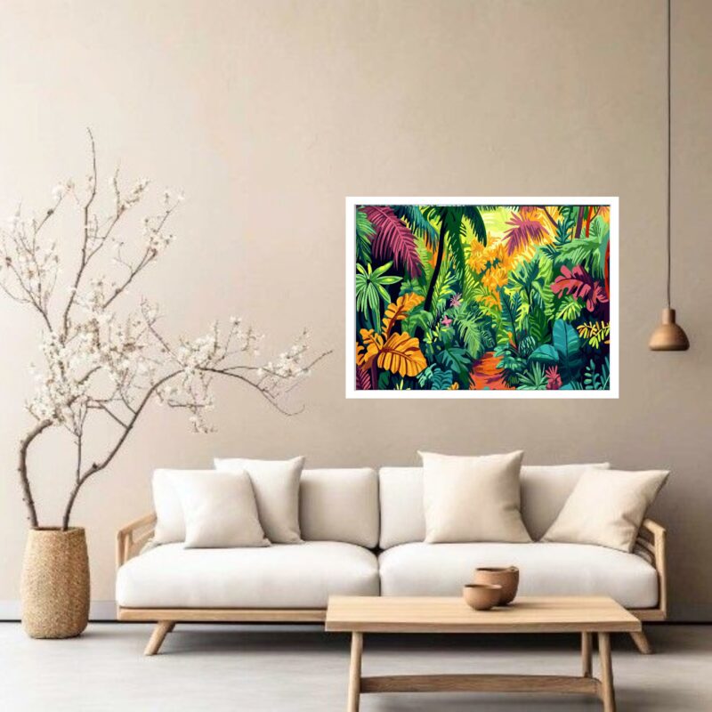 Quadro Decorativo Folhagem Amarela e Roxa - 50x70 cm